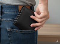 Dompet Kulit Kambing Hitam Wriza WI 021 Fashion Premium Craftsmanship Durable Finish Flap Closure Desain Praktis Untuk Penggunaan Sehari-hari