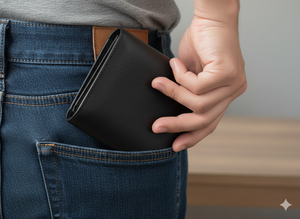 Portefeuille en cuir de chèvre noir WI 021 - Fabrication artisanale de qualité supérieure, finition durable, design pratique pour un usage quotidien, sac à main pour homme, cadeau - Product Image 6