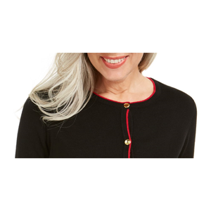 Maglione a Righe con Bottoni a Maniche Lunghe da Donna Karen Scott Nero Taglia Media - per l'Autunno - Product Image 2