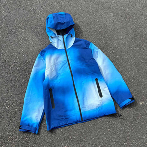 Chaqueta Cortavientos de Lona para Hombre, Diseño Premium, Personalizada, de Alta Calidad, Delgada, Informal, Impermeable, con Cremallera, Degradado Azul, para Senderismo - Product Image 2