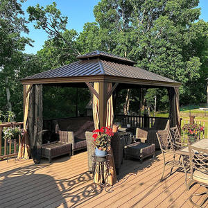 Pérgola Impermeable de Fácil Montaje, Personalizable, con Techo Doble, Estructura de Aluminio, <span class=keywords><strong>Gazebo</strong></span> Exterior con Techo Rígido y <span class=keywords><strong>Cortinas</strong></span> de Malla, Gran Venta - Product Image 3