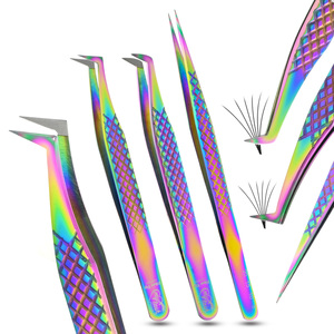 Pince à épiler professionnelle pour extensions de cils en fibres et nano, outils pour cils volume, instrument de précision antidérapant de haute qualité - Product Image 1