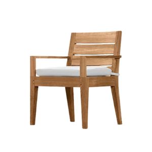 Kingsley The Langham Luxury Outdoor Teak <b>Dining</b> Arm <b>Chair</b> Modern Slatted Solid Wood <b>Garden</b> Hotel Resort Furniture collection - Product Image 4