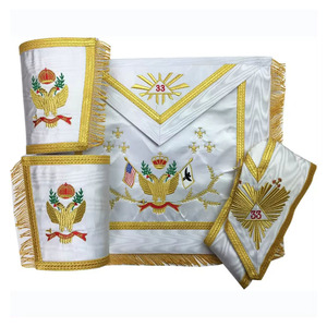 Fabricación personalizada al por mayor Master Masons Delantales con bolsillo personalizado Regalia masónica Delantal transpirable de Pakistán - Product Image 1