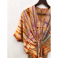 Kaftan en crêpe de soie tie-dye pour femmes, robe sari faite à la main, couvre-maillot de plage, marché de gros au meilleur prix