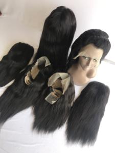 วิกผมลูกไม้คุณภาพสูงสำหรับวัดอินเดีย100% ปิดตรงหนังกำพร้าชิดกัน250% ความหนาแน่นของ12A เกรดท็อปเครื่องเรมี่สองชั้น - Product Image 4