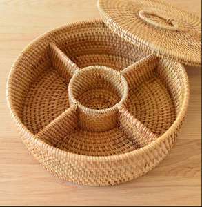 Cestas de Almacenamiento de Ratán Natural Ecológicas Sisu Handicraft con Tapa y Asa, Forma Redonda, Multiusos para Almacenamiento de Alimentos en el Hogar - Product Image 3