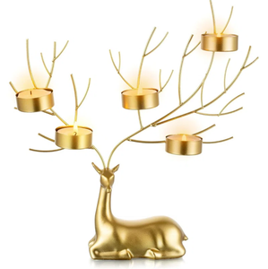 Portavelas de Reno creativo, regalo de adorno de Navidad de metal, velas, portalámparas de té, decoración del hogar para fiesta de boda, decoración decorativa de Navidad - Product Image 1