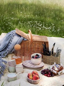 Panier de pique-nique moderne en rotin naturel écologique avec couvercle, rangement multifonctionnel - Product Image 3