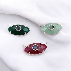 Colgante de ojo de Plata de Ley 925, piedra preciosa de 19x9mm, MARQUESA, chapado en oro, Juego de puntas, Dijes, Joyería de protección, colgantes de piedra Doble - Product Image 4