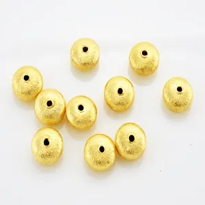 Cuentas de Metal chapadas en oro pulido, accesorios para fabricación de joyas y abalorios, forma de platillo, 6mm