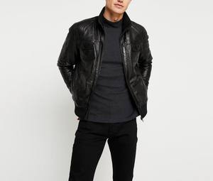 Blousons en cuir 100 % respirants pour hommes, confortables, style zippé, col montant, imperméables, coupe-vent, couleur personnalisable, tenue décontractée - Product Image 1