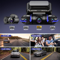 Caméra embarquée pour voiture, 4 canaux, caméra FHD 1080P*4, WiFi intégré, GPS externe, stockage maximal de 256 Go, enregistreur vidéo panoramique 360° automatique