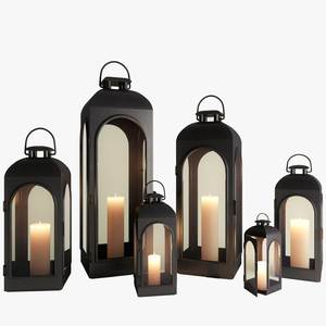 Lanternes en métal de Style marocain enduit noir pour la maison mariage noël éclairage de table décoration bougie lanternes - Product Image 1