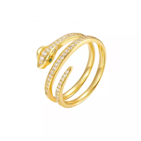 Bijoux en argent Sterling Offre Spéciale plaqué or 18k, bague serpent de luxe, bague en Zircon, personnalité, double cerceau réglable pour femmes, 925