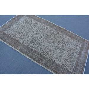 พรมตุรกีวินเทจ3'9x7 'สี่เหลี่ยมปะต่องานแฮนด์เมดสไตล์โบฮีเมียนสำหรับข้างเตียง39X70ซม. สีน้ำตาลเบจ - Product Image 4