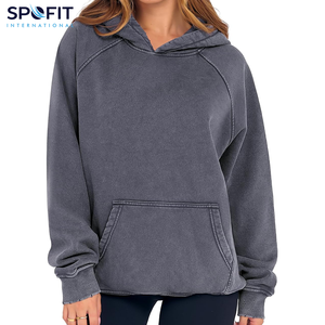 Sudadera con capucha con lavado ácido, sudaderas con capucha informales para mujer, diseño de punto con hombros caídos con tela transpirable y Sudadera con capucha estilo Streetwear - Product Image 1