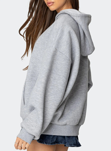 Vente en gros de sweats à capuche pour femmes poids léger 100% coton sweats à capuche en éponge française femmes 300 GSM sans fil haither gris sweat-shirt pour femmes - Product Image 6