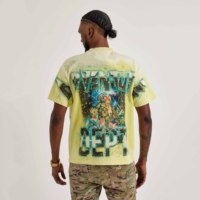 T-shirt de luxe streetwear pour homme 100 % coton, motif tête de mort délavé à l'acide, imprimé en relief, anti-plis, séchage rapide, respirant, personnalisable
