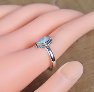 Piedra Natural hecha a mano joyería de piedras preciosas de ópalo etíope joyería de piedras preciosas de Plata de Ley 925 elegante anillo de piedra de nacimiento de octubre - Product Image 3