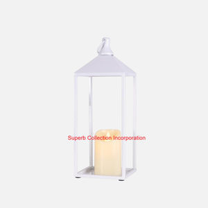 Lanterne à bougie vintage en métal rouge Lanterne hexagonale décorative suspendue et de table Bougeoir à finition antique pour intérieur et extérieur - Product Image 3