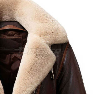เสื้อแจ็คเก็ตหนังแกะบุขนแกะสำหรับผู้ชาย เสื้อคลุมหนังสำหรับฤดูหนาว อุ่นสบาย บุขนสัตว์ เป็นมิตรกับสิ่งแวดล้อม น้ำหนักเบา กันลม สวมใส่สบาย - Product Image 4