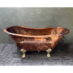 อ่างอาบน้ำทองแดงผู้ผลิตและส่งออกจากอินเดียอ่างอาบน้ำทองแดงโบราณพร้อมอ่างอาบน้ำทองแดงคุณภาพสูง - Product Image 4
