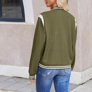 Elegante chaqueta de Letterman para todos los días Trajes casuales Chaqueta de Letterman ligera con botón a presión en la parte delantera - Product Image 6