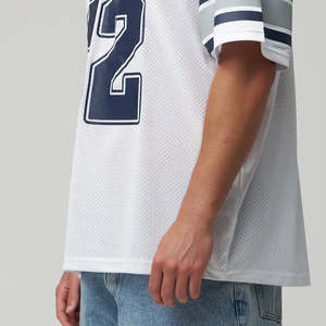 เสื้อเจอร์ซีย์ตาข่ายสไตล์สตรีทแวร์ฤดูร้อน แบบสปอร์ต สกรีนชื่อและหมายเลขได้ เสื้อเจอร์ซีย์ตาข่ายสไตล์เรโทร ทรงบ็อกซี่ ฟิตแบบครอป เสื้อแฟนคลับอเมริกันฟุตบอล - Product Image 4