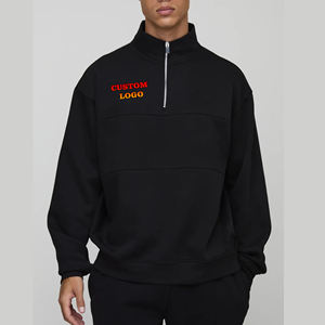 OEM/ODM 450GSM sudadera básica de hombre de gran tamaño logotipo impreso personalizado quater cremallera 100% algodón polar Hombre Sudaderas con capucha y sudadera - Product Image 1