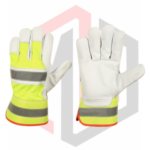ถุงมือทำงานหนังและเคฟลาร์แบบมองเห็นได้ชัดเจน พร้อมแถบสะท้อนแสง ป้องกันการสั่นสะเทือน กันลื่น หนา 7 ออนซ์ - Product Image 1