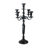 Candélabre en métal pour table, support de bougies, décoration de mariage, éclairage pour événements de Noël, 5 bras, finition de qualité, plaqué noir, fait main
