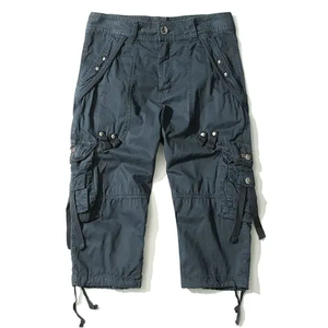 Custom Plus Size Men's Canvas Breathable <b>Knee</b> Length High Waist Drawstring Closure Summer Casual Shorts Pants Eco-Friendly Solid - Product Image 2