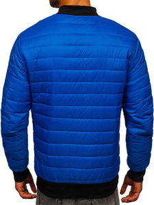 Chaqueta de bombardero azul ligera de primera calidad para cada temporada Casual estilo suelto cuello alto cierre de cremallera Puff tinte de impresión - Product Image 2