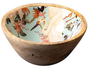 Juego de 3 piezas de ensaladera de madera esmaltada con diseño de mosaico azul y cuchara de servir con forma de pera para mesa de comedor estilo mediterráneo - Product Image 5