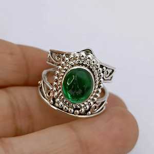 Green <b>Onyx</b> <b>Ring</b>, Sterling Silver Handmade Statement Jewelry - Product Image 2