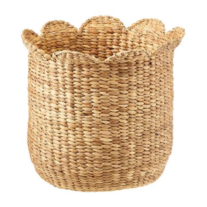 Cesta de lavandería de jacinto de agua natural festoneado de nuevo diseño, organizador de cestas de almacenamiento, cesta de almacenamiento tejida a mano de Vietnam - Product Image 1