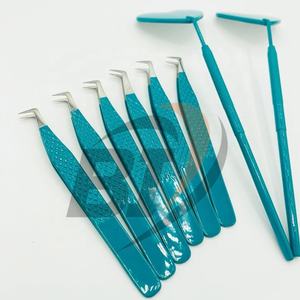 Pinzas de extensión de pestañas de acero inoxidable profesionales de alta calidad personalizadas punta puntiaguda recubrimiento de Color personalizado etiqueta privada - Product Image 6