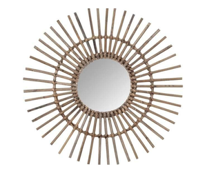 Miroir en rotin fabriqué à la main fabriqué au Vietnam-Miroir en rotin côtier, couleurs naturelles pour un style de décoration murale personnalisé et artistique - Product Image 1