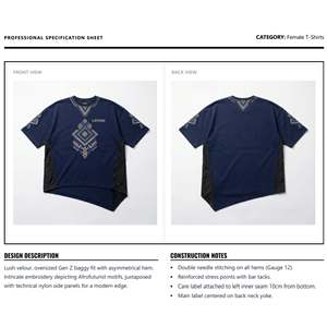 T-shirt pour femme en coton 100% de 240 g/m², poids lourd, personnalisé en gros, avec fente latérale, logo brodé, manches courtes, impression 3D, streetwear ample - Product Image 6