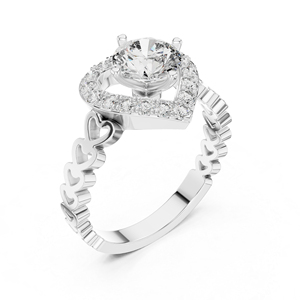 แหวนเพชรทรงกลมทองคำขาว 14K สำหรับผู้หญิงเครื่องประดับงานแต่งงาน |   เพชรที่เพาะเลี้ยงใหม่ - Product Image 6