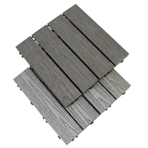 Waterproof WPC Interlocking <b>Deck</b> Tiles 300x300mm Outdoor Composite Flooring for Balcony and Patio - Product Image 1