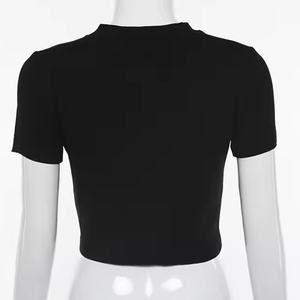 Camisetas casuales recortadas para mujer Moda diaria en colores lisos para uso diario - Product Image 3