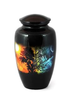 อลูมิเนียมBremation Urnสําหรับเถ้ามนุษย์ผู้ใหญ่Funeral Urn Handcraftedราคาไม่แพงอนุสรณ์ (ดวงอาทิตย์และดวงจันทร์Night-1 200 ลูกบาศก์นิ้ว) - Product Image 2
