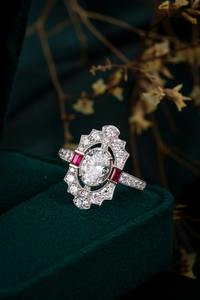 Anillo de diamante CVD de platino clásico vintage con joyería fina de corte brillante redondo para boda de mujer - Product Image 2