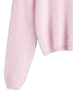 Manufacturer <b>Womens</b> Baby Pink Fuzzy Knit <b>Cropped</b> Sweater Long Sleeve Soft Warm Winter Pullover Cozy Fashion Top For <b>Women</b> - Product Image 5