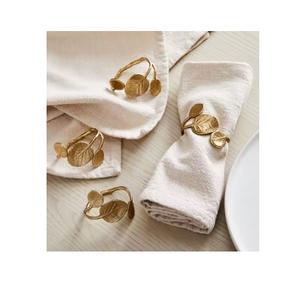 ห่วงคล้องผ้าเช็ดปากโลหะรูปใบไม้สีทองเป็นมิตรต่อสิ่งแวดล้อมสำหรับการรับประทานอาหารและของแจกฟรีในโรงแรม - Product Image 1