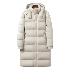 Parka d'hiver unisexe matelassée grande taille imperméable 350-400g avec logo personnalisé haute qualité longue et brillante version homme femme couple - Product Image 1