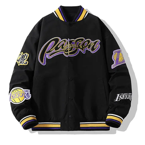 Vêtements d'hiver de haute qualité superbe manches en cuir blanc véritable Letterman College Varsity hommes vestes en laine - Product Image 1