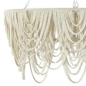 Cadre en fer design antique pendentif en tissu de couleur blanche pour décorer la maison hôtels restaurant avec pendentif en bambou métal indien - Product Image 5